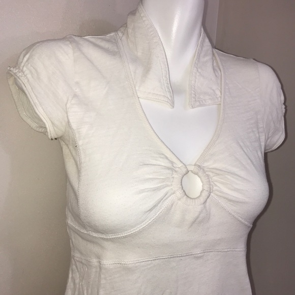 #023-DKNY Vintage White Hole Cutout Short Sleeve - Picture 2 of 6